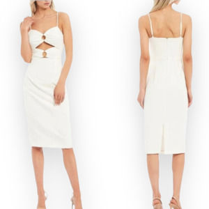 Gianni Bini White Midi Dress Abby Sweetheart Neck Slit Cut Out Midi Dress Size 2